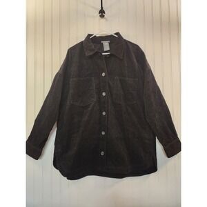Matty M Womens Black Corduroy Button Down Jacket Shacket XL Cozy Outdoor Work